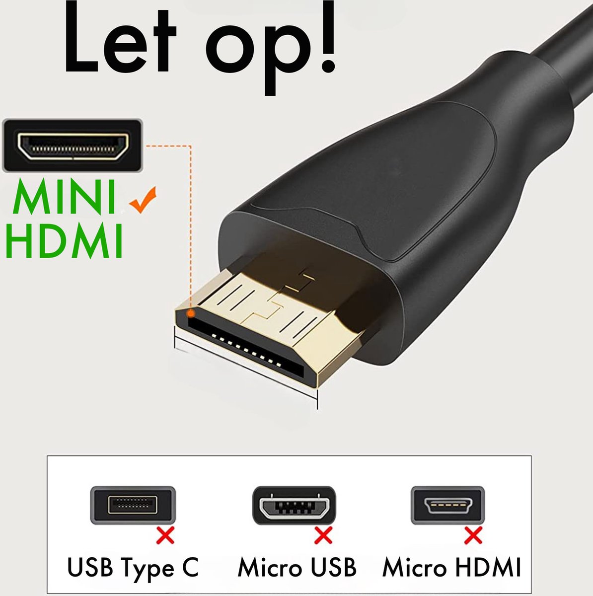 Mini HDMI naar HDMI Kabel 1.8 Meter 4K Ultra HD Voor Camcorder