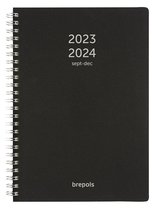 Brepols agenda 2023-2024 - POLYPROP - 16M - Weekly Notebook - Weekoverzicht - Zwart - 14,8 x 21 cm