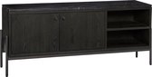 HÜBSCH INTERIOR - NOBU zwart dressoir van FSC® eucalyptushout, marmeren blad - 120x35xh51cm