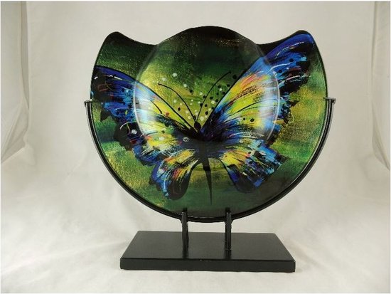Decoratieve glazen vaas Butterfly vlinder 37cm - Fusion glas - Decoratieve glazen