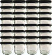Voorraadpotten Glazen potten Set met 25 stuks | Inhoud 125 ml Jampot met Schroefdeksel Kleur Zwart 25 Etiketten NZ Allrounder Huishoudelijke Etiketten voor het Etiketteren van Potten