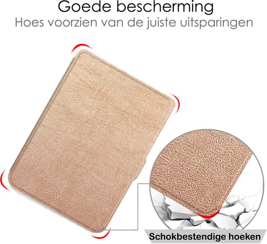 Hoes Geschikt voor Kobo Clara HD Hoesje Bookcase Cover Book Case Hoes Sleepcover - Rosé Goud van Merkloos — afbeelding 4