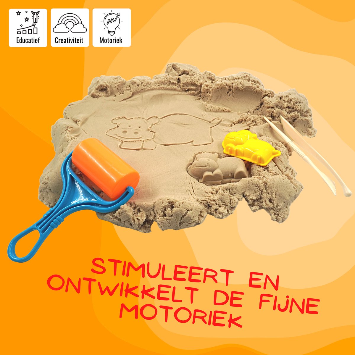 Kinetic Sand Magisch zand, bouwkoffer 907 G 3 accessoires, neem je modelleerzand overal mee naartoe en vorm je creaties zoals met boetseerklei, speelgoed voor kinderen vanaf 3 jaar Kinetic Sand Magisch zand, bouwkoffer 907 G 3 accessoires, neem je modelleerzand overal mee naartoe en vorm je creaties zoals met boetseerklei, speelgoed voor kinderen vanaf 3 jaar