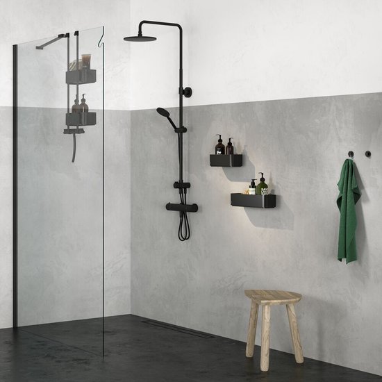 Tiger 2-Store - Support mural / Panier de douche 35 cm - Zwart