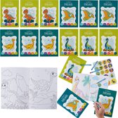 THE TWIDDLERS 12 Albums à colorier pour Enfants (format A5), 48 crayons et 12 feuilles d'autocollants - Dinosaures - Mariages, anniversaires, documents, friandises