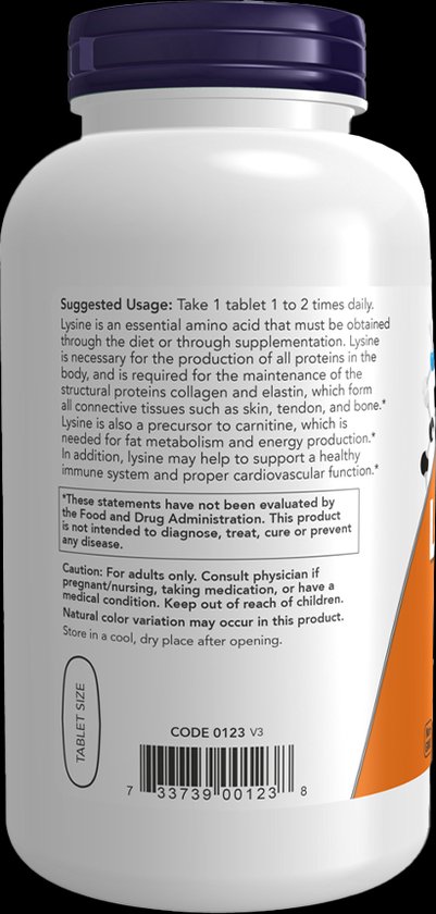 Now Foods L-Lysine 1000mg (100 Tabs) Unflavored - Aminozuren - Aminozuur-Mix