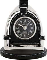 Eichholtz horloge de table Clock Cadance - horloge de bureau - nickel avec cuir noir - style cavalier étrier cheval