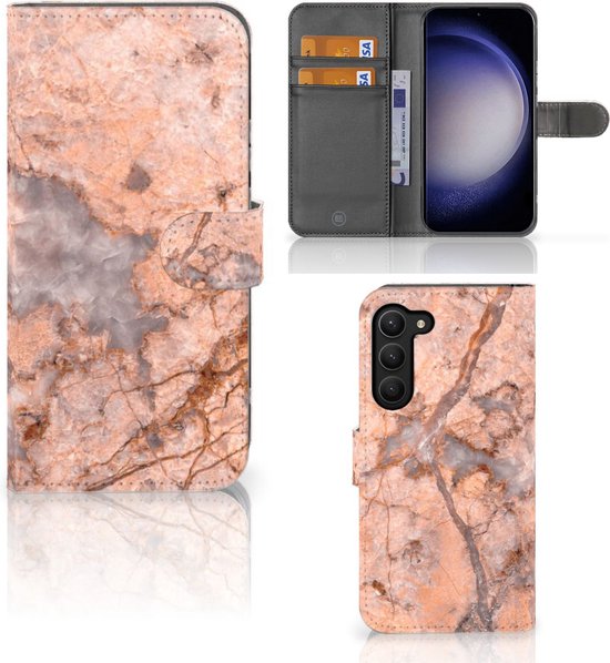 Etui pour Téléphone Samsung Galaxy S23 Plus Coque Orange De Marbre | bol.com