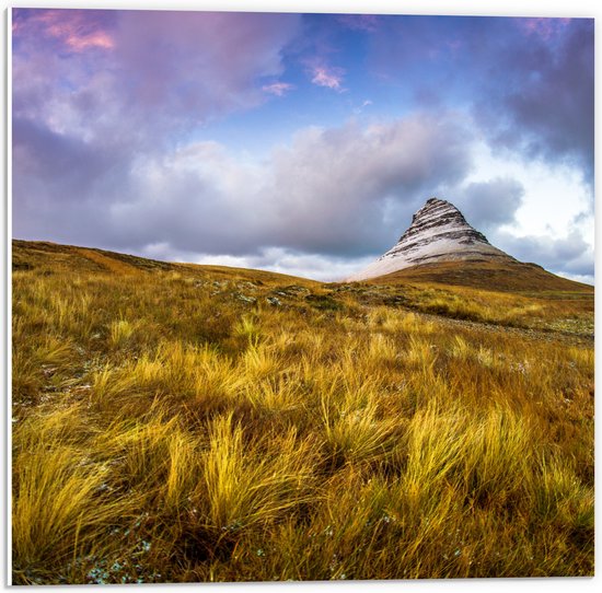 PVC Schuimplaat - Kirkjuffel Berg in IJsland - 50x50 cm Foto op PVC Schuimplaat (Met Ophangsysteem)