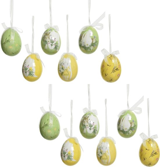 Decoris decoratie hangend konijntjes - 12x stuks - 6 cm - foam | bol.com