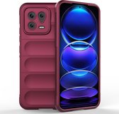 Mobigear Hoesje geschikt voor Xiaomi 13 Telefoonhoesje Flexibel TPU | Mobigear Bumpy Backcover | 13 Case | Back Cover - Bordeaux Rood