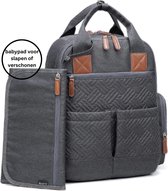 Gabesy Diaper Bag Backpack - Sacs à langer imperméables - Sac de pépinière avec crochets pour poussette et chauffe-biberon - Grijs