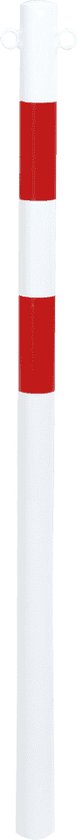 Poteau de barrière Bern, rond, rouge blanc Fixation au sol Avec œillets de chaîne