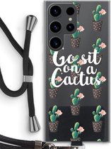 Case Company® - Hoesje met koord geschikt voor Samsung Galaxy S23 Ultra hoesje met Koord - Cactus quote - Telefoonhoesje met Zwart Koord - Bescherming aan alle Kanten en Over de Schermrand