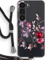 Case Company® - Hoesje met koord geschikt voor Samsung Galaxy S23 hoesje met Koord - Mooie bloemen - Telefoonhoesje met Zwart Koord - Bescherming aan alle Kanten en Over de Schermrand