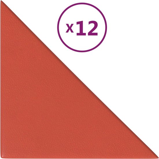 vidaXL Wandpanelen 12 st 0,54 m² 30x30 cm kunstleer rood
