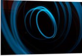 Dibond - Willekeurige Blauwe Cirkels in Donkere Omgeving - 105x70 cm Foto op Aluminium (Met Ophangsysteem)