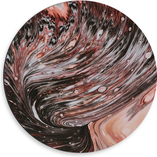 Dibond Muurcirkel - Golvende Mix van Verschillende Tinten Bruin - 50x50 cm Foto op Aluminium Muurcirkel (met ophangsysteem)