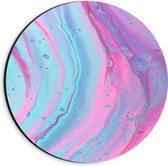 Dibond Muurcirkel - Luchtbellen in Blauwe en Roze Ondergrond - 20x20 cm Foto op Aluminium Muurcirkel (met ophangsysteem)