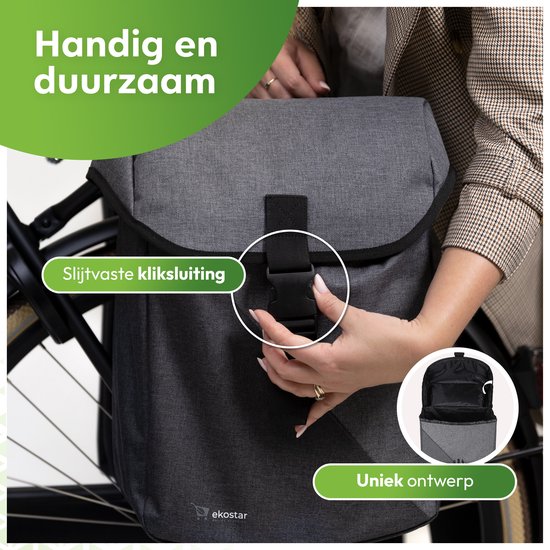 Ekostar® online shopping - Fietstassen Dubbel - Donker en Licht Grijs - Waterafstotend - Fietstas - 34 Liter - Fietstassen electrische fietsen van Ekostar — afbeelding 5