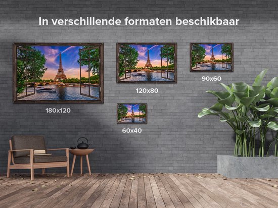 Gards Affiche de jardin Look-through Tour Eiffel à Paris sur l' Water - Couleur - 180x120 cm - Toile jardin - Décoration de jardin - Décoration murale extérieur - Tableau jardin