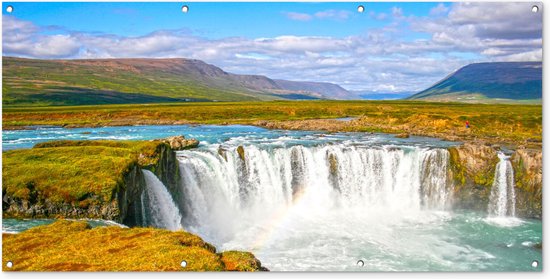 Affiche jardin - Cascade - Water - Nature - 160x80 cm - Toile jardin - Affiche clôture - Affiche jardin cascade