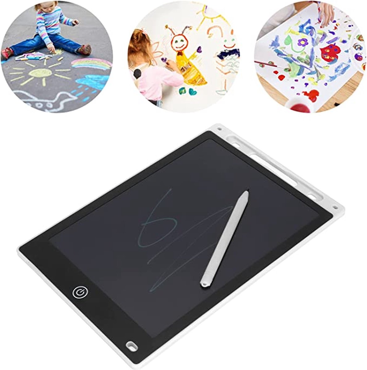 LCD Tekentablet Kinderen- "Wit" 12 inch(Dunner frame, vloeiender schrijven) -ultradun en draagbaar- Kleurenscherm - lcd schrijfbord- Kids Tablet - Drawing Tablet - Kindertablet -educatief -creatief-speelgoed voor onderweg- Tekenpad - Drawing Pad
