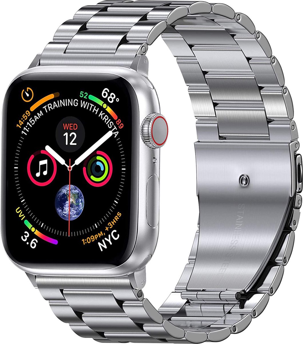 Stalen Schakel bandje voor Apple Watch 42/44/45mm Zilver