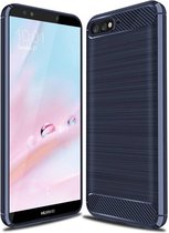 Huawei Y6 2018 - Geborstelde TPU Cover - Blauw