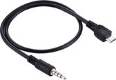 3,5 mm male naar micro usb male audio aux-kabel, lengte: ongeveer 40 cm (zwart)