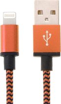 2 m geweven stijl 8-pins naar USB-synchronisatiegegevens / oplaadkabel, voor iPhone 6 en 6 Plus, iPhone 5 en 5S en 5C, iPad Air 2 & Air, iPad mini 1/2/3, iPod touch 5 (oranje)