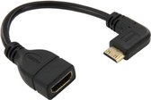 16 cm Vergulde Mini HDMI Male naar HDMI 19-pins vrouwelijke kabel, 90 graden haaks