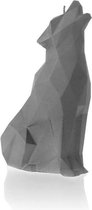 Mat grijs gelakte figuurkaars, design: Wolf Hoogte 18 cm (35 uur)