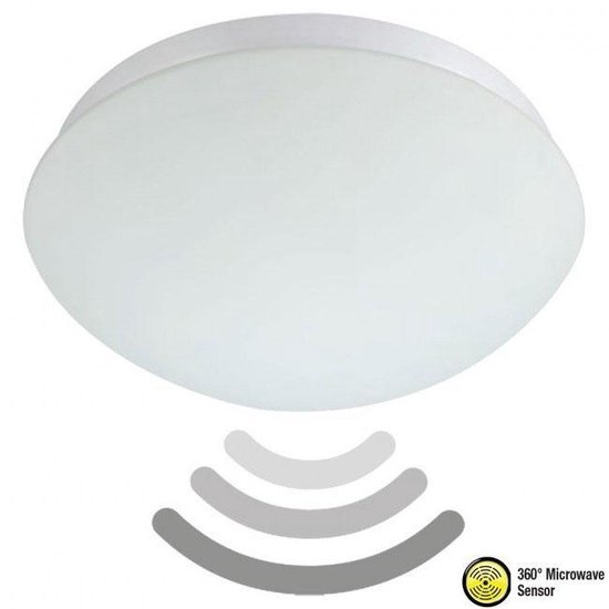 Plafonnier LED avec détecteur de mouvement - Ovale en saillie - 360 ° - E27 - Plastique blanc mat