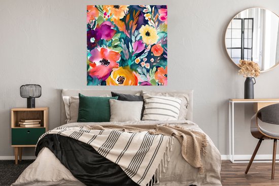 Poster Fleurs - Peinture à l'huile - Art - Nature - 100x100 cm XXL