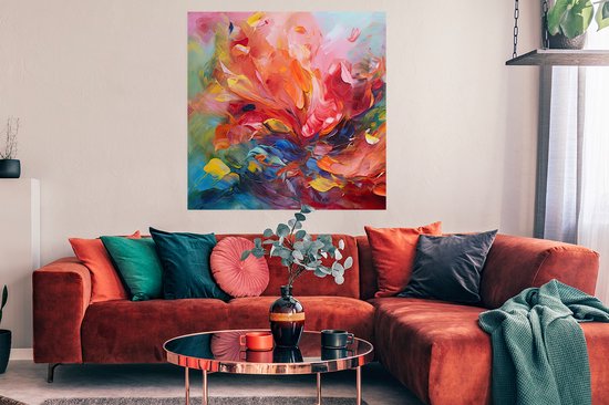 Affiche peinture à l'huile - Art - Abstrait - Coloré - 100x100 cm XXL