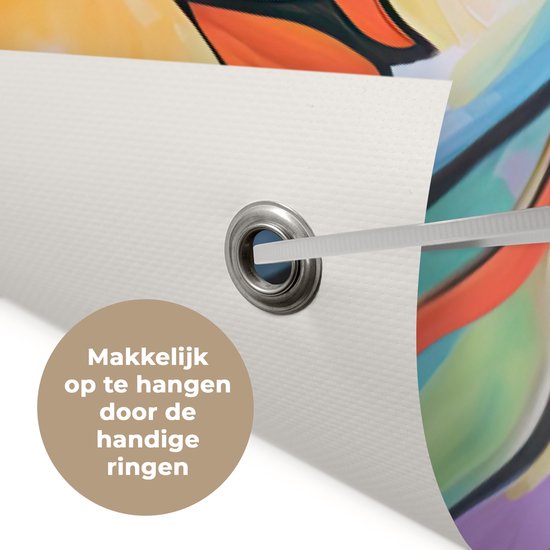 Posters de jardin d'extérieur Tête - Peinture à l'huile - Peinture - Coloré - 90x60 cm - Toile de jardin - Affiche d'extérieur