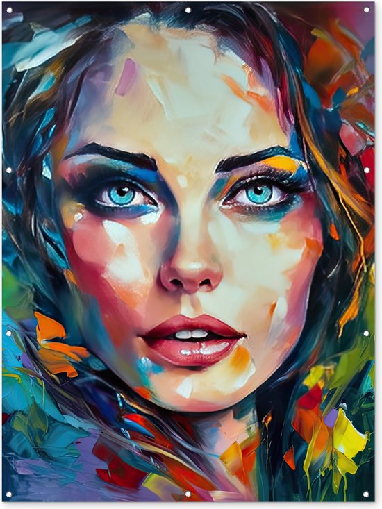 Visage - Femme - Peinture à l'huile - Coloré - Art | bol