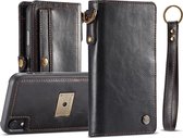 CaseMe afneembare horizontale flip lederen tas voor iPhone XR, met kaartsleuf & riem & portemonnee & fotolijst (zwart)