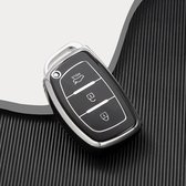 Housse de clé de voiture Hyundai Housse de clé en TPU durable - Étui pour clé de voiture - Convient pour Hyundai i20 - i30 - Noir - A3a