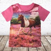 Chemise rose avec cheval - s&C-86/92 t-shirts fille