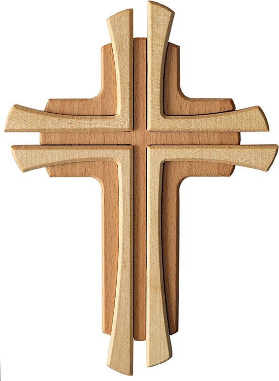 Cadeau-idee - wandkruis echt hout beuken kruis kruis voor de muur 22 cm  modern | bol.com
