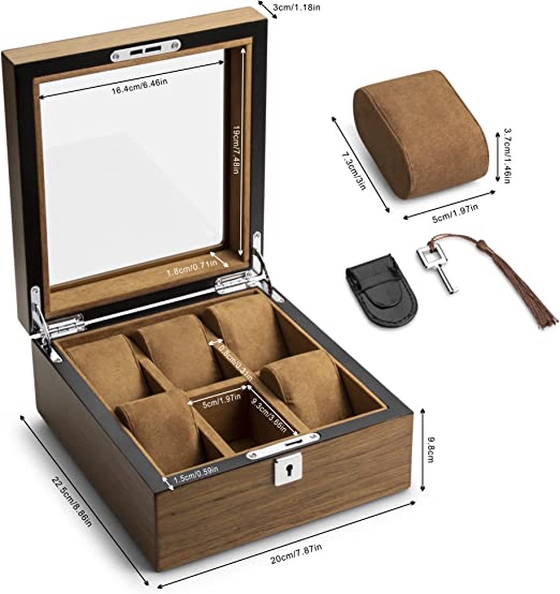CALLARON Luxe Horlogedoos Houten Sieraden Display Case Horloge Opberger