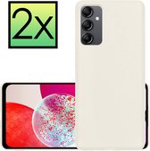 Hoes Geschikt voor Samsung A14 Hoesje Cover Siliconen Back Case Hoes - Wit - 2x