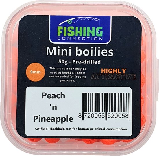 Mini Boilies (pre-drilled) 'Peach 'n Pineapple' 9mm - 50g - Method Feeder Aas/voer - Miniboilies Haakaas van MINI — afbeelding 4