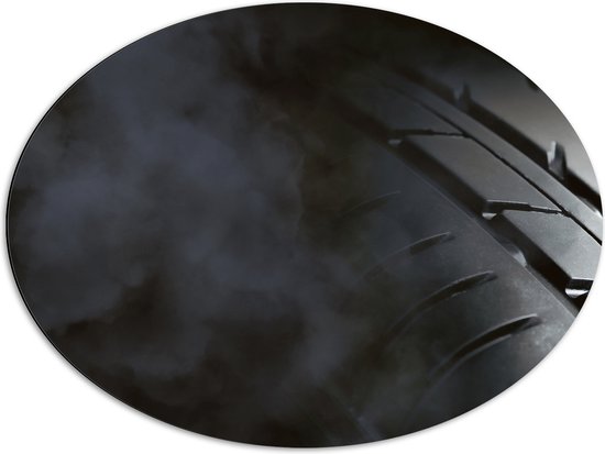 Dibond Ovaal - Rook bij Zwarte Banden - 80x60 cm Foto op Ovaal (Met Ophangsysteem)