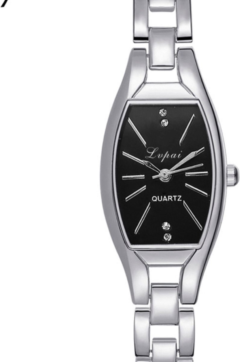 Hidzo Horloge LVPAI Quartz Ø 28-20 - Zilver-Zwart - Staal - Inclusief Horlogedoosje