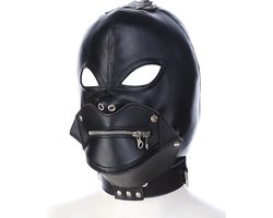 Smooth Leatherlook SM Fetish Masker Zwart - Spannend voor koppels - Masker - Sex speeltjes - Sex toys - SM toys - Erotiek - Bondage - Sexspelletjes voor mannen en vrouwen – Seksspeeltjes - Mouthzipper - SM masker - Fetish masker - Bondage masker