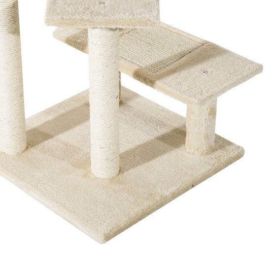 Pawhut Krabpaal Kattenkrabpaal Met Sisalpalen Kattenboom Beige D Bol