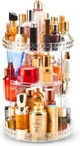 Behave Maquillage Organizer rond - Organisateur de Beauty - Organisateur de maquillage rotatif à 360º - Transparent - Avec Design Diamant